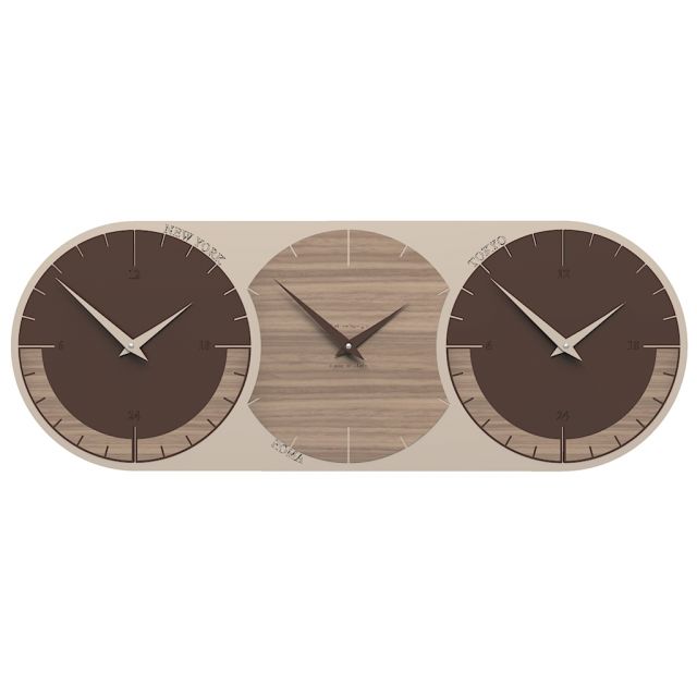 Wall clock with 3 time zones World clock 3 by CalleaDesign