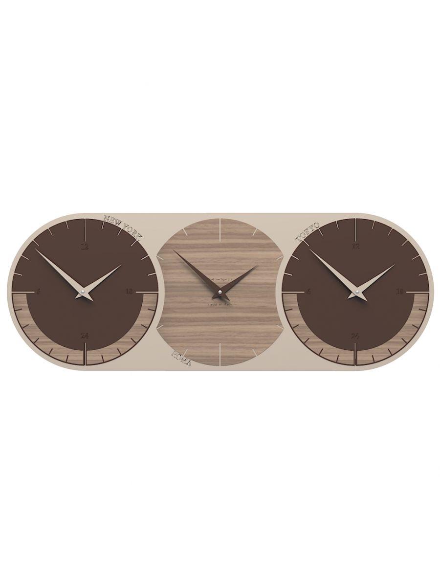 Wall clock with 3 time zones World clock 3 by CalleaDesign