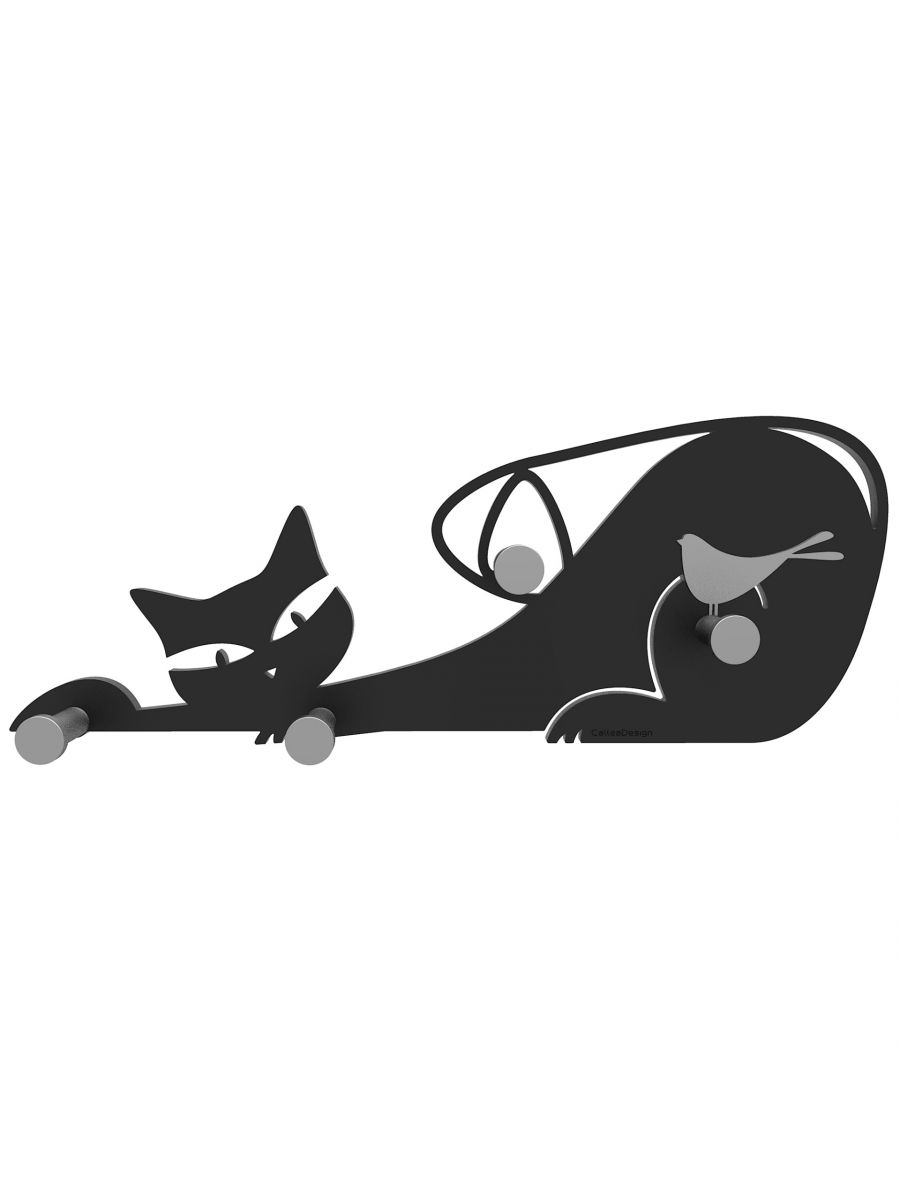 Wall-mounted coat rack black cat