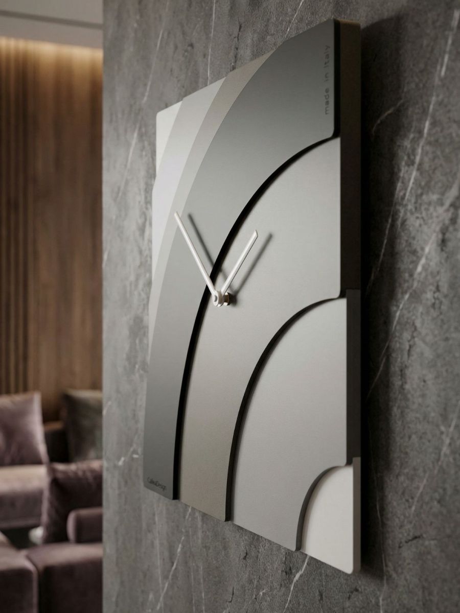 Waves wall clock - sand and teal colour, setting