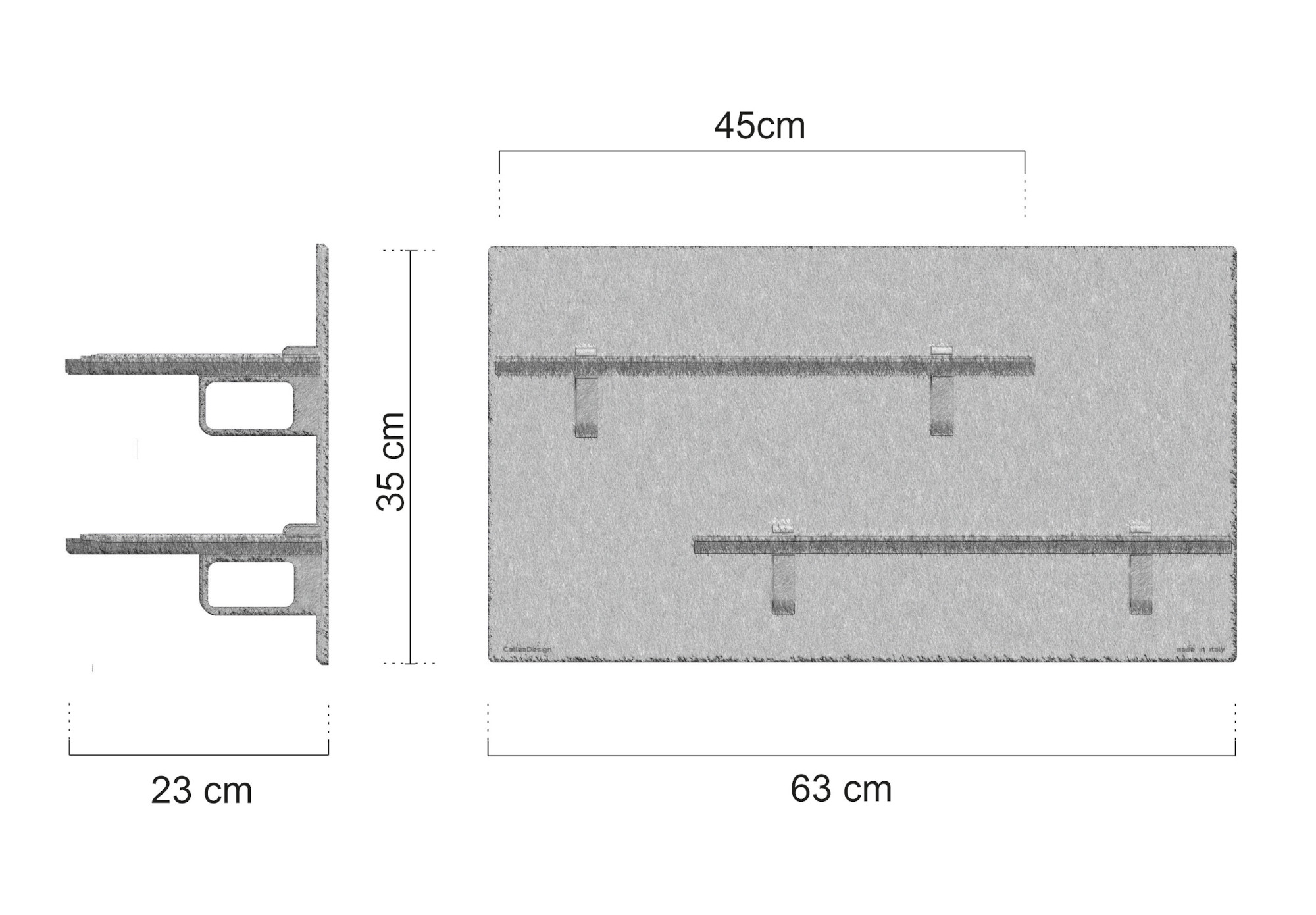 Dimensions of the entrance console